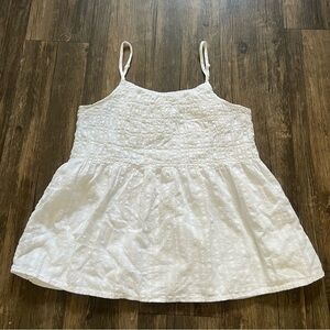 Cat & Jack White Peplum Smocked Tank Top Adjustable Straps Shirt Fit Flare 14